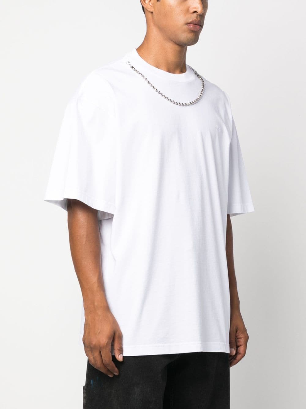 White Ballchain Loose-Fitting Cotton T-Shirt