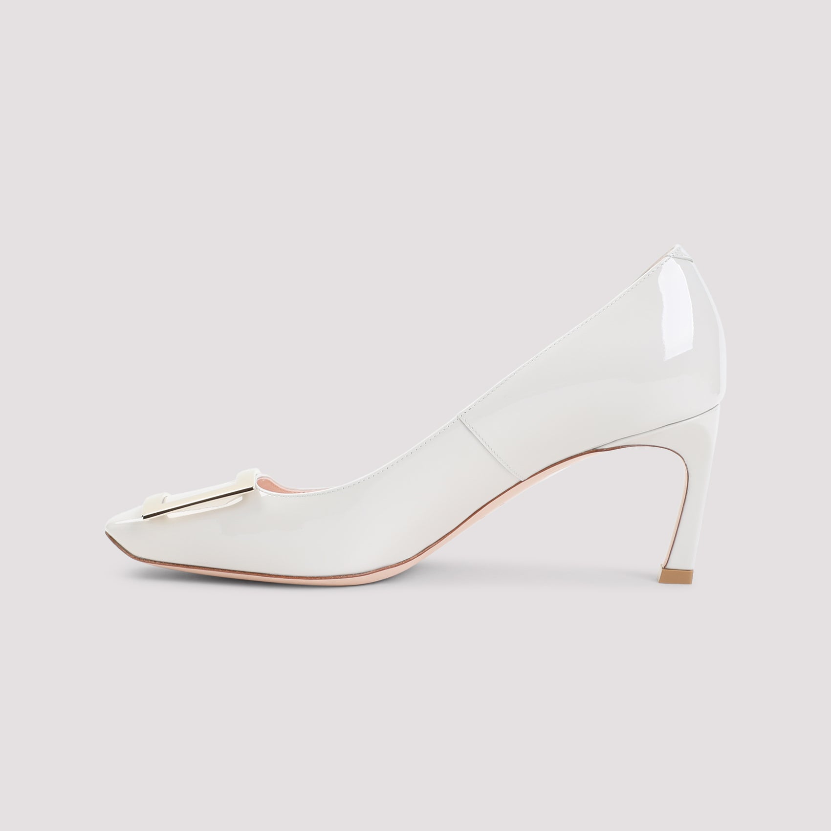 Squared Toe Pumps with Silver-Toned Plaque