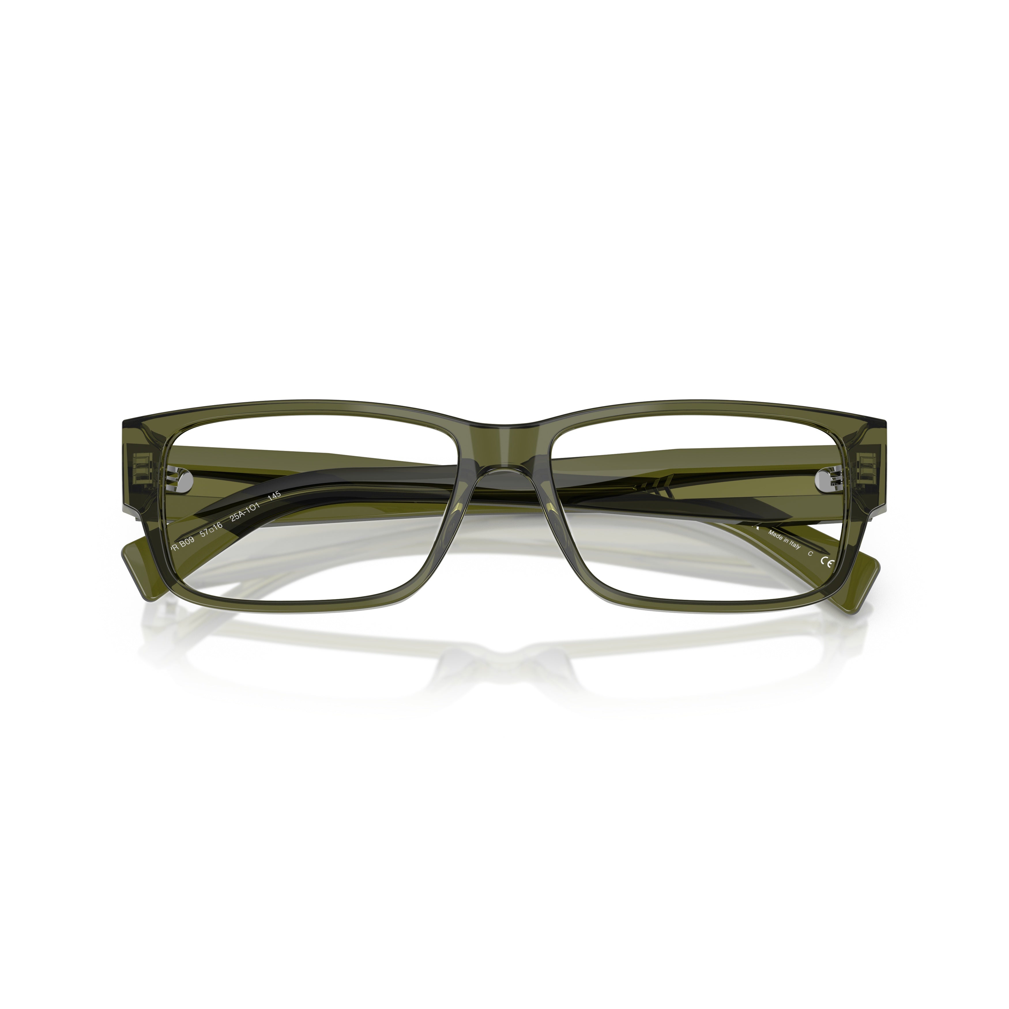 0pr B09v Translucent Olive Green Acetate Rectangular Eyeglasses