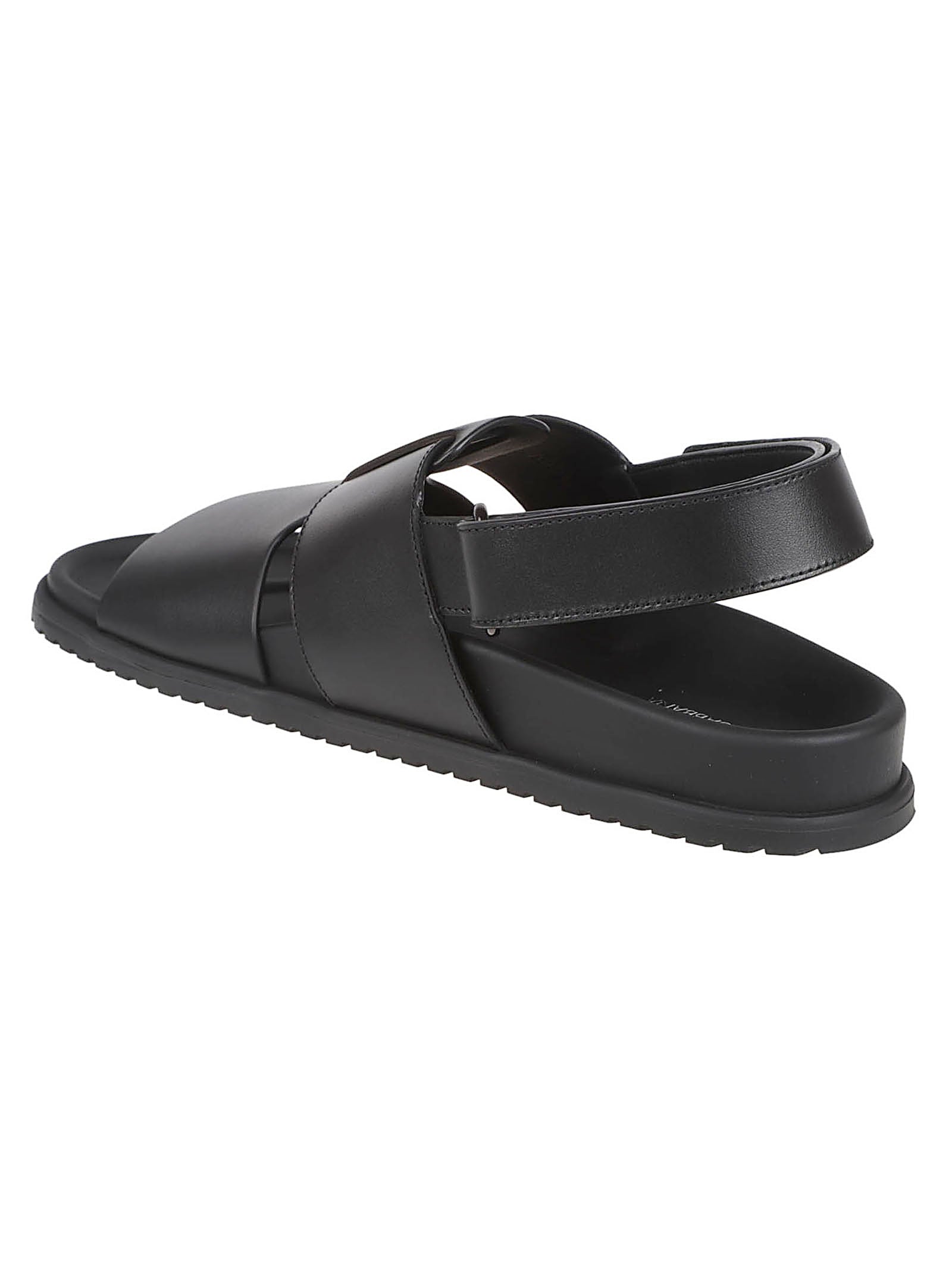 Wide Leather Strap Sandals with Adjustable Buckle