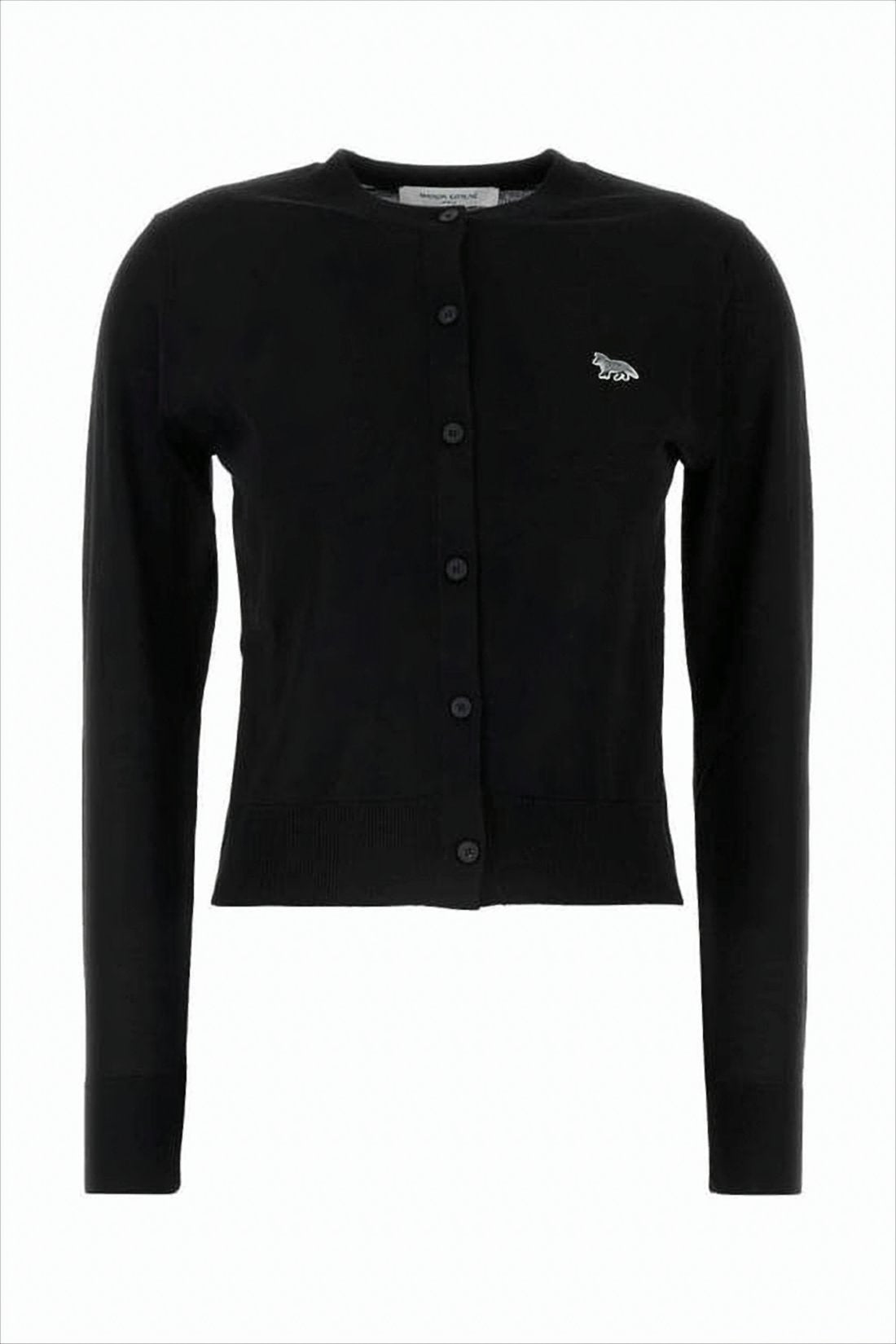 Fitted Black Cardigan with Ribbed Hem