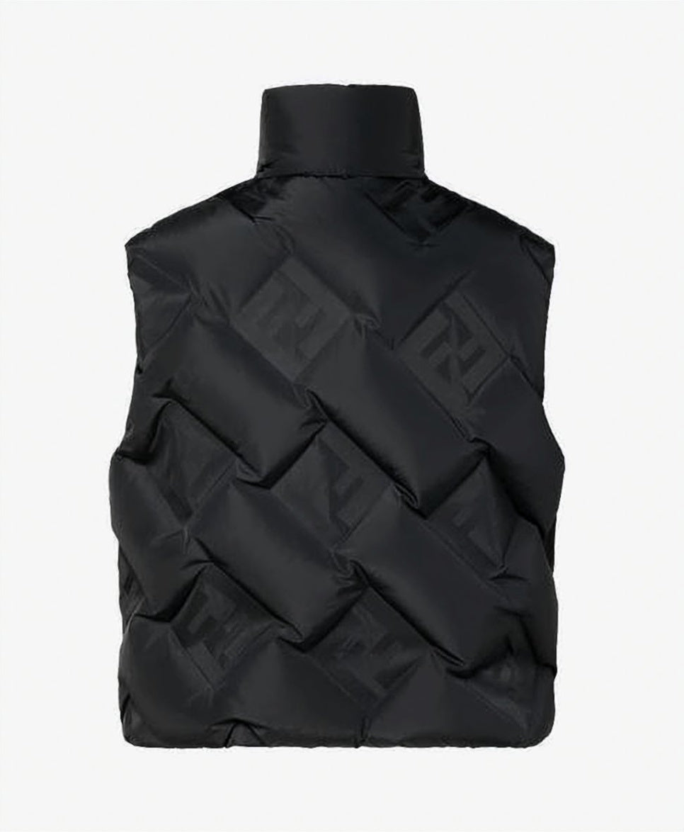 Sleeveless Padded Vest With High Stand Collar