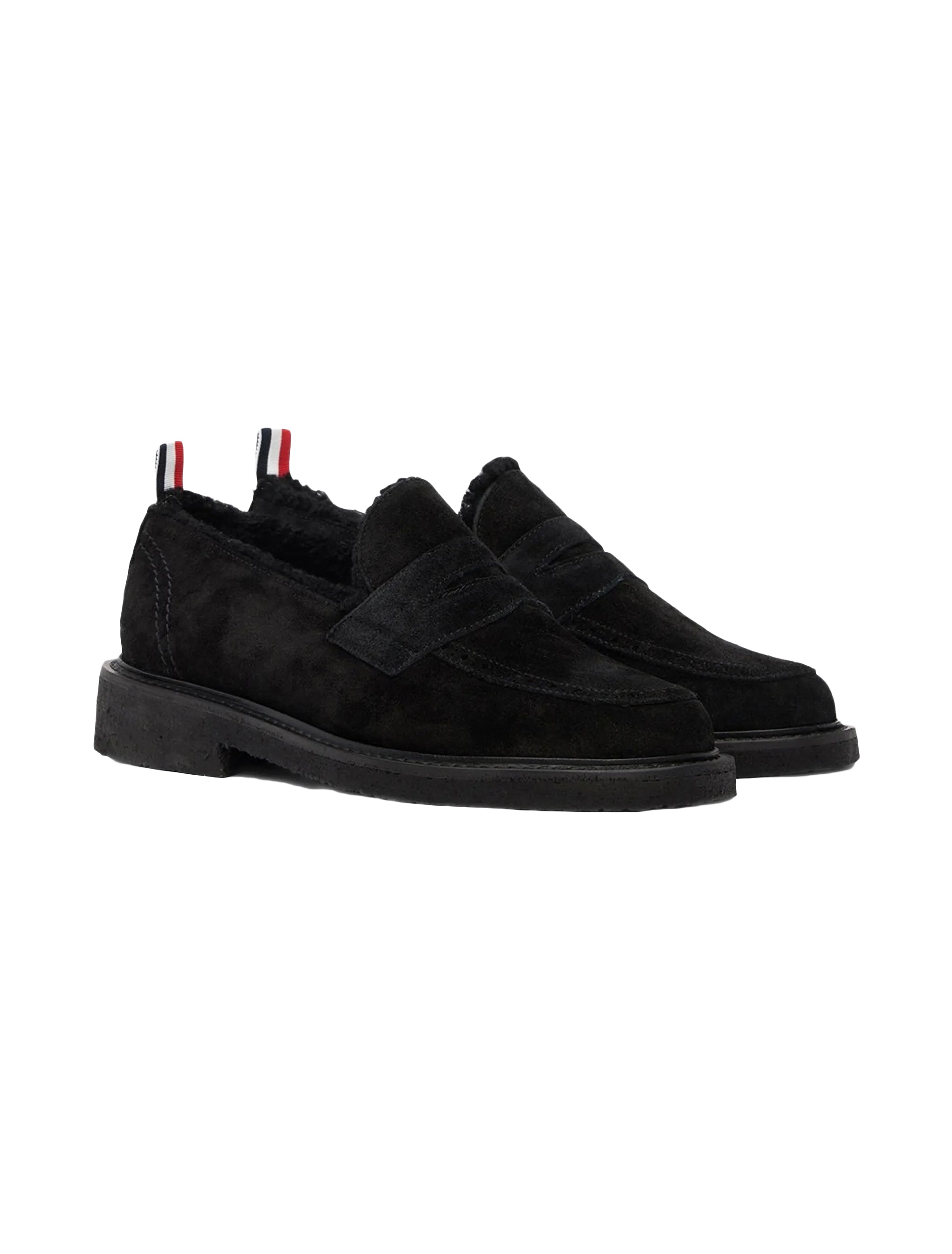 Sleek Black Calf Leather Loafers with Rubber Sole