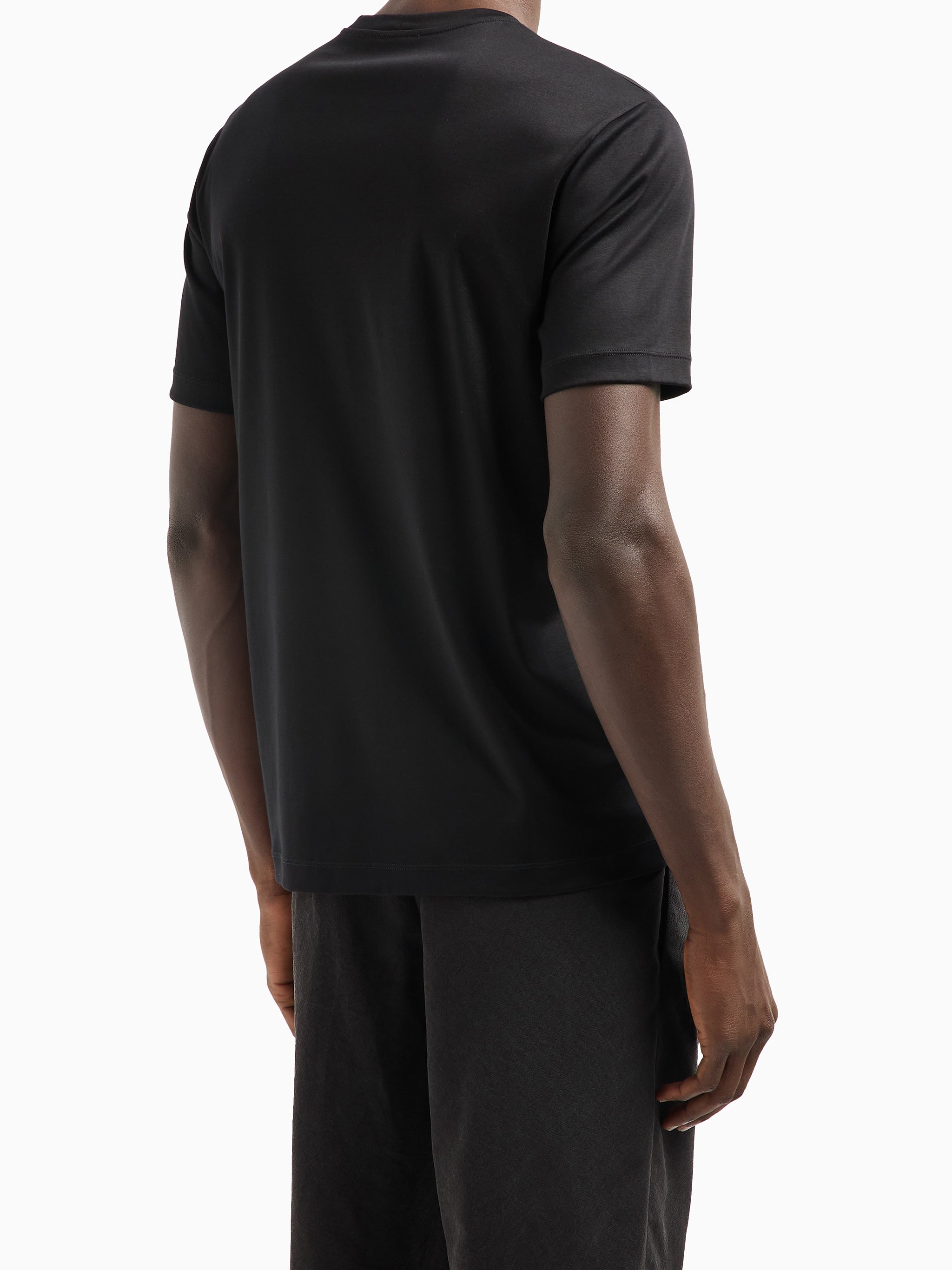Black Short-Sleeve Cotton Tonal Logo T-Shirt