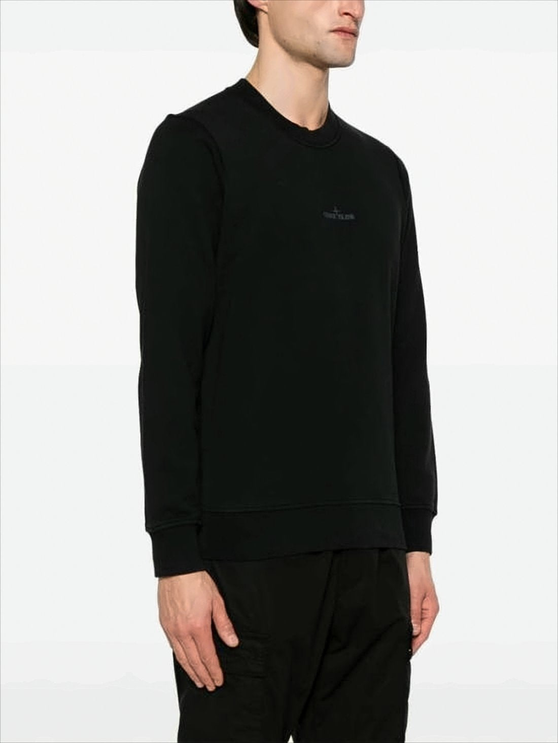 Black Crewneck Sweatshirt with Logo Detailing