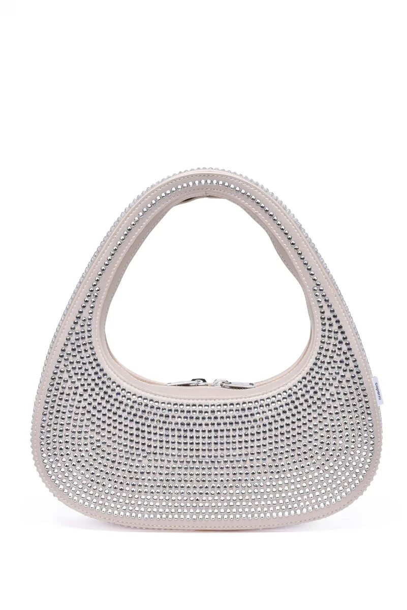 Baguette Bag Rhinestones Beige - Beige