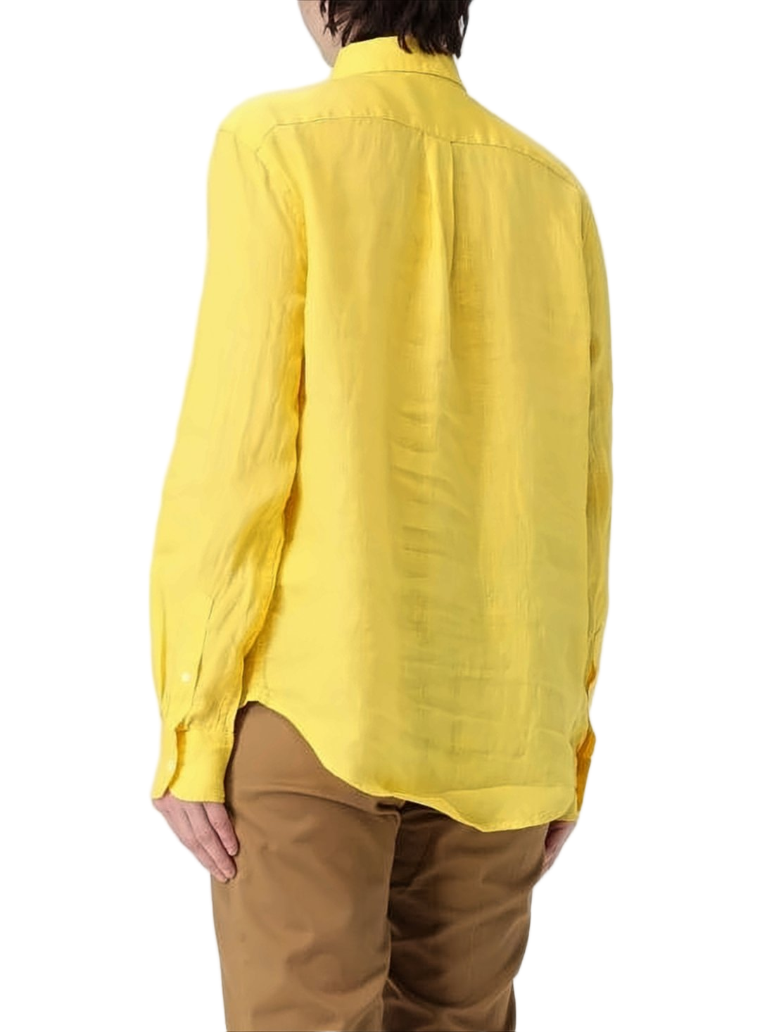 Long-Sleeved Linen Button-Up Shirt with Classic Collar