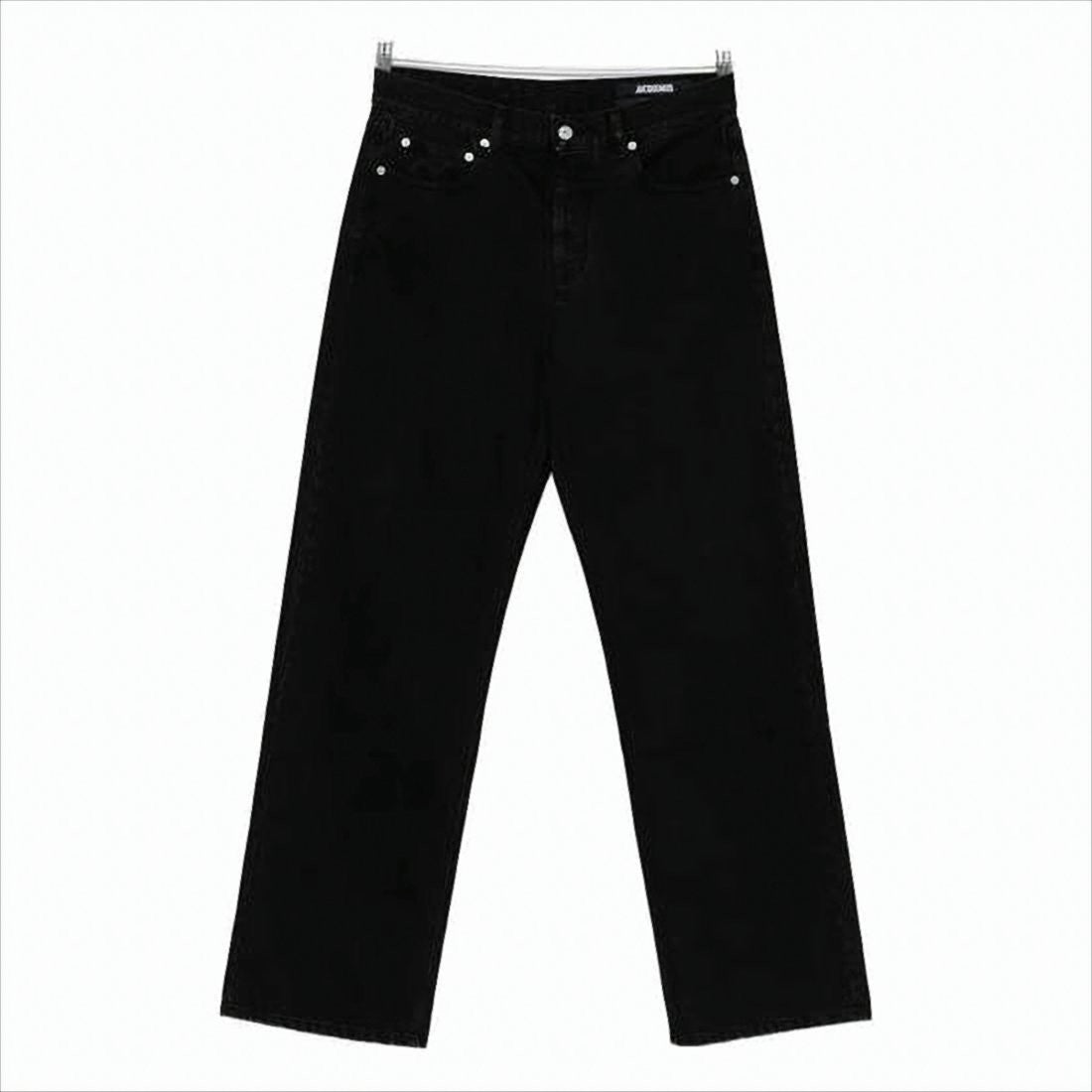 Wide-Leg Black Denim Pants