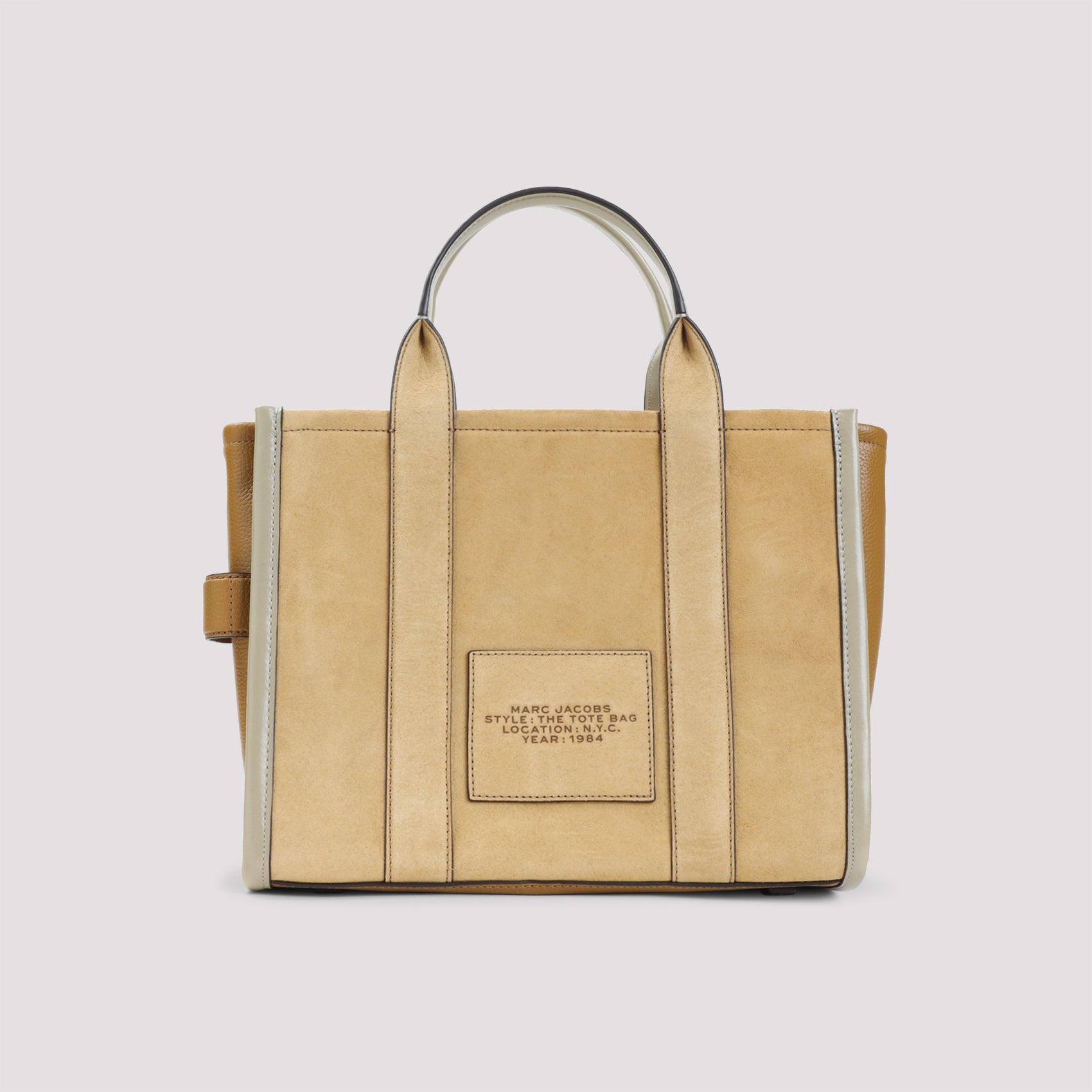 Structured Beige Suede Handbag