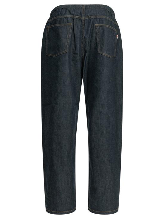 Relaxed Fit Denim Pants With Tapered Leg And Integrated Belt