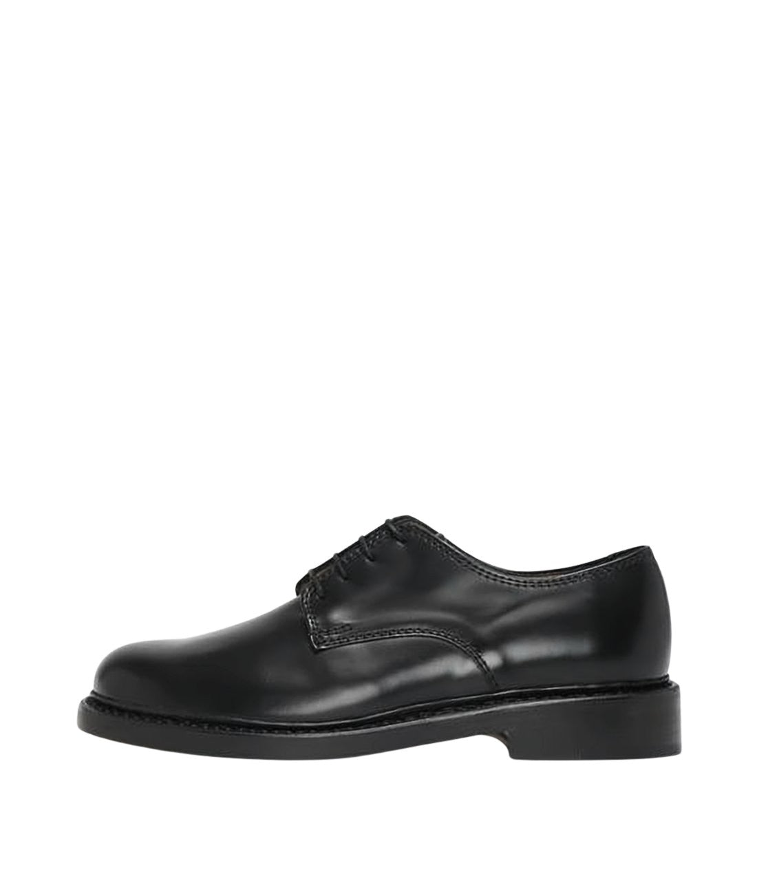 Polished Black Leather Derby Lace-Up Shoes