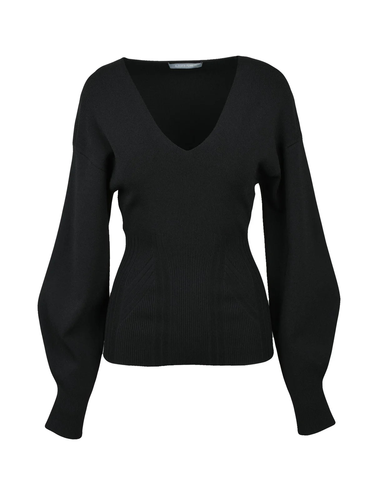 Fitted Knit Puff Sleeve - Black