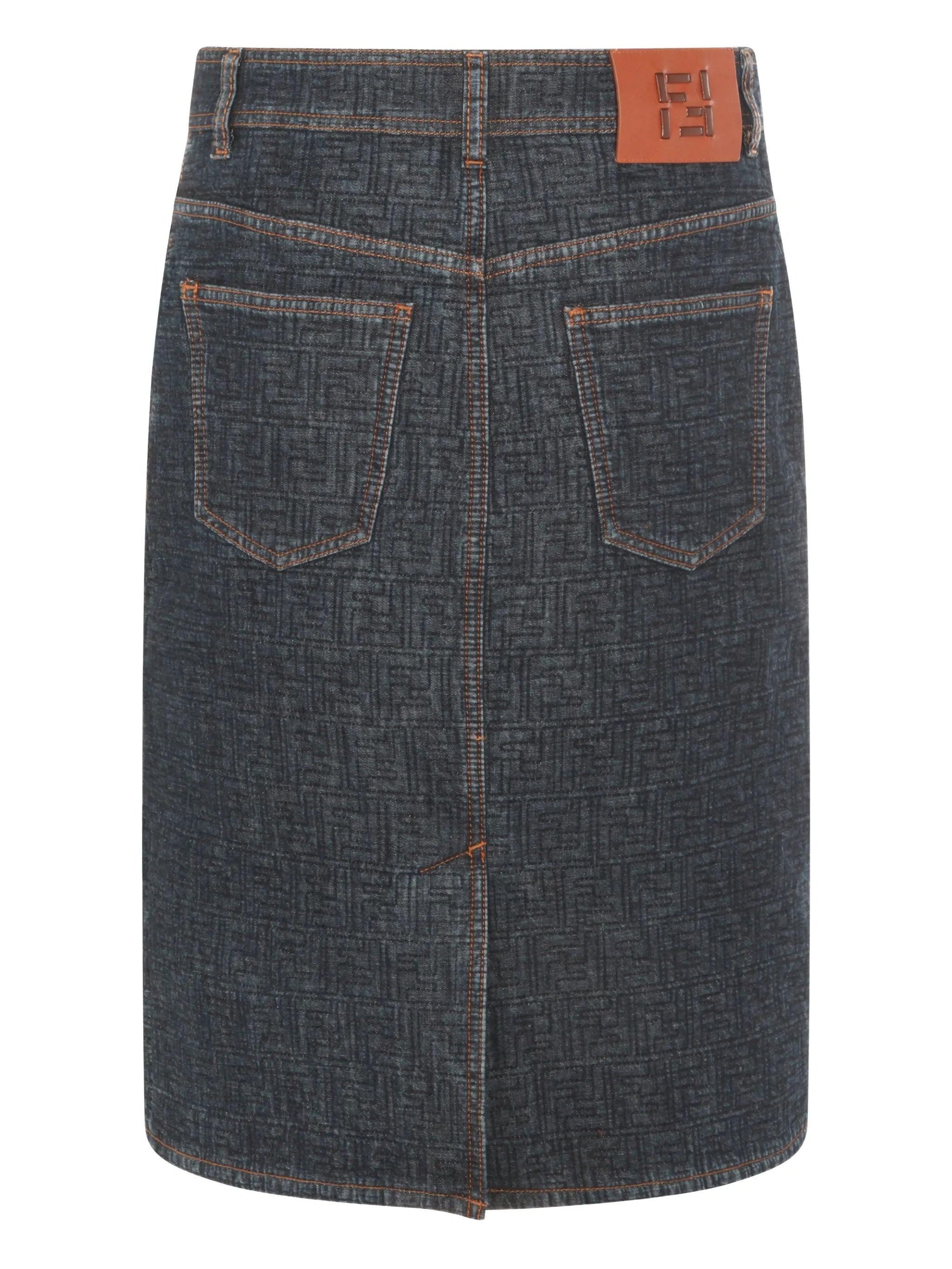 Gonna FF Padded Denim FF Monogram Skirt
