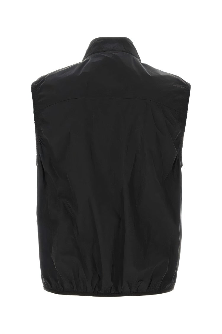 Black Polyamide Vest With Front Zip Closure