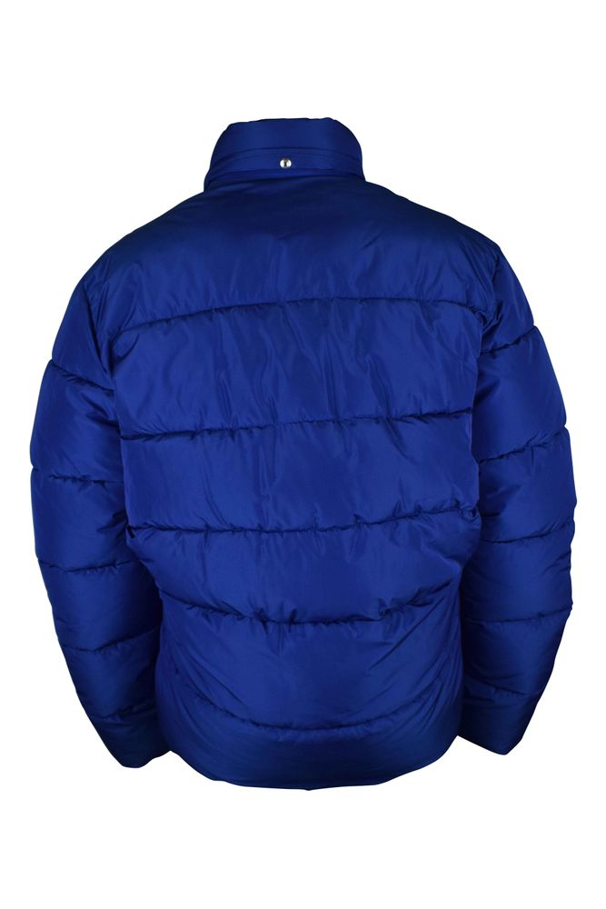 Electric Blue Quilted Jacket With High Collar
