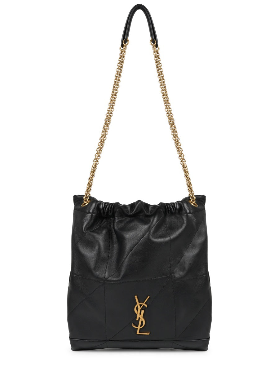 Quilted Lambskin Drawstring Shoulder Bag With Chain Straps