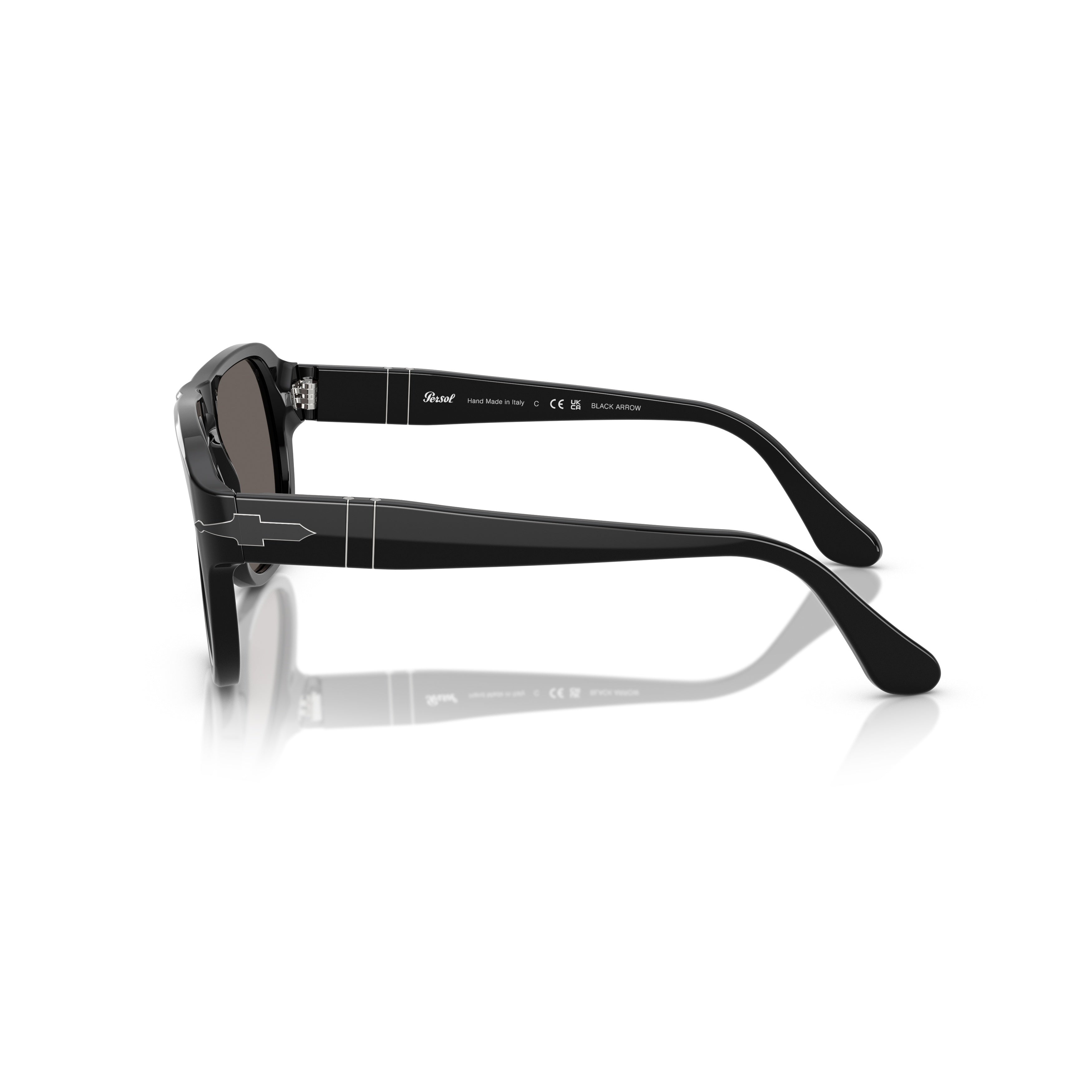 0po3310s Bold Rectangular Acetate Sunglasses with Refined Silver Detailing