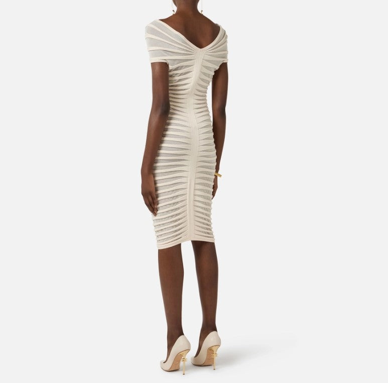 Cotton Viscose Embossed Midi Dress