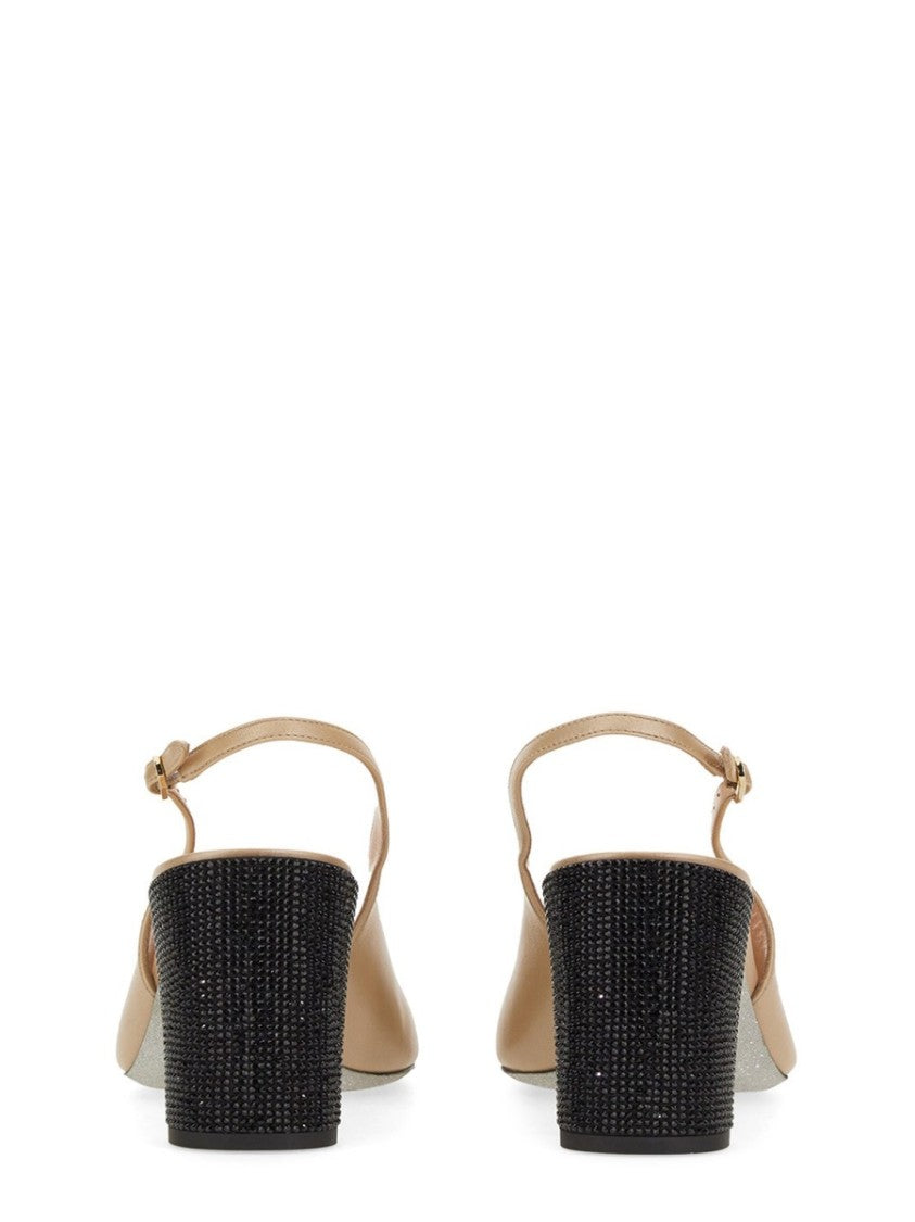 Rhinestone-Embellished Slingback Shoes