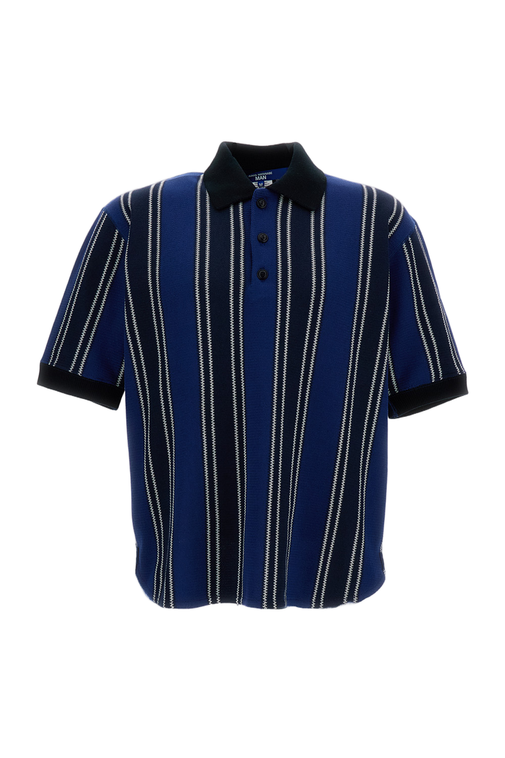 Blue Knitted Cotton Blend Polo Shirt