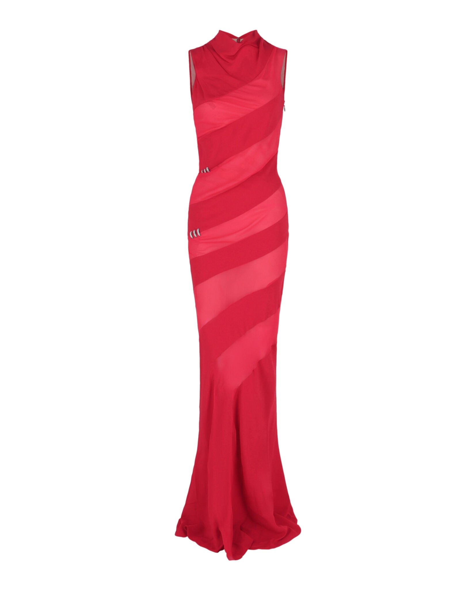 Mesh Panel Crystal Gown