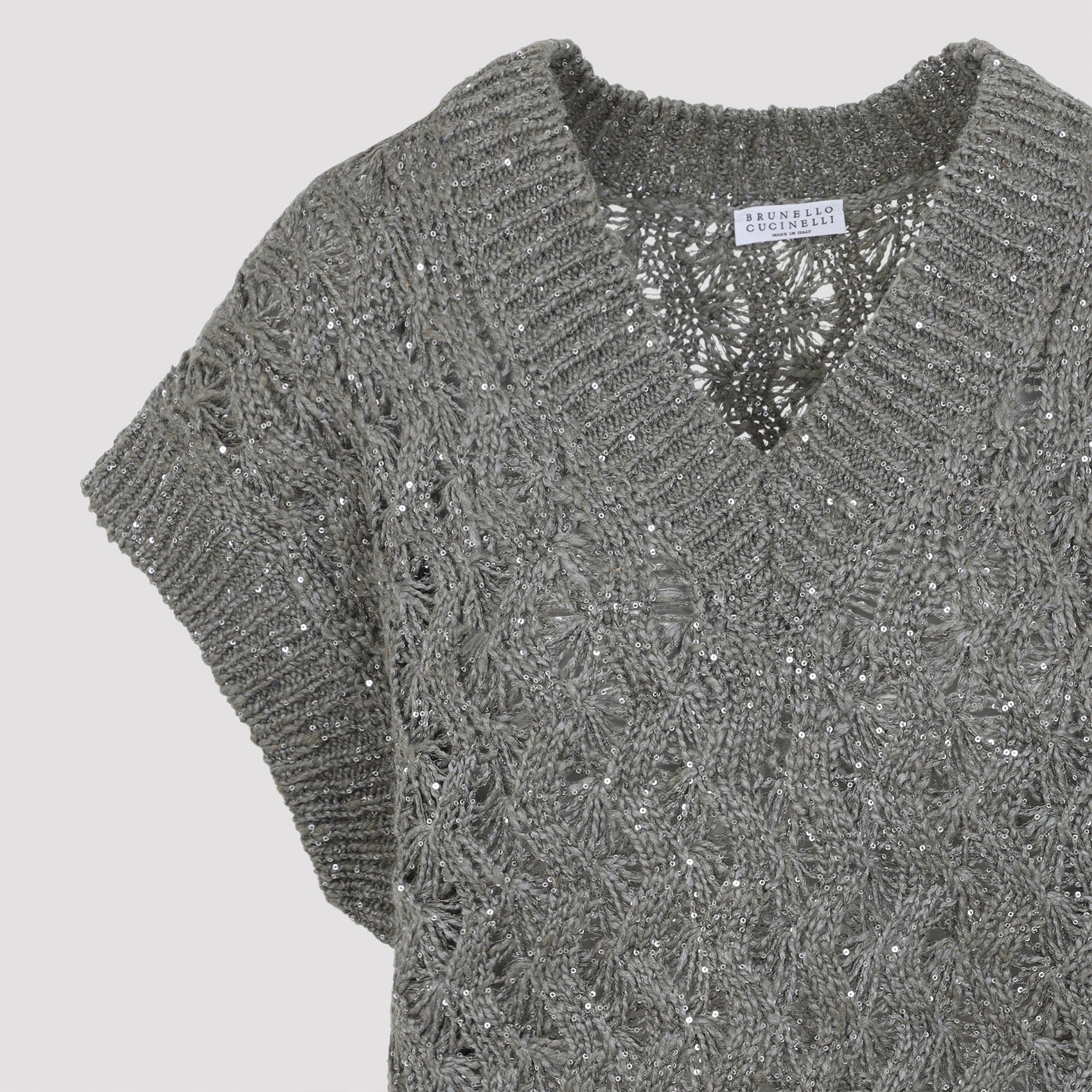 Deep V-Neck Sleeveless Knitted Top