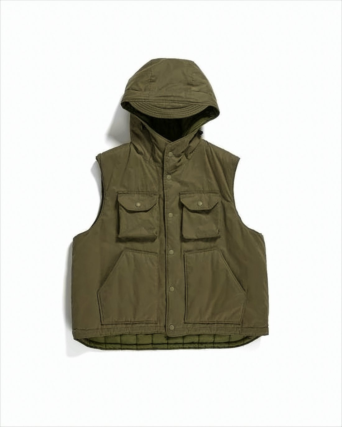 Hooded Sleeveless Utility Vest with Snap Closure