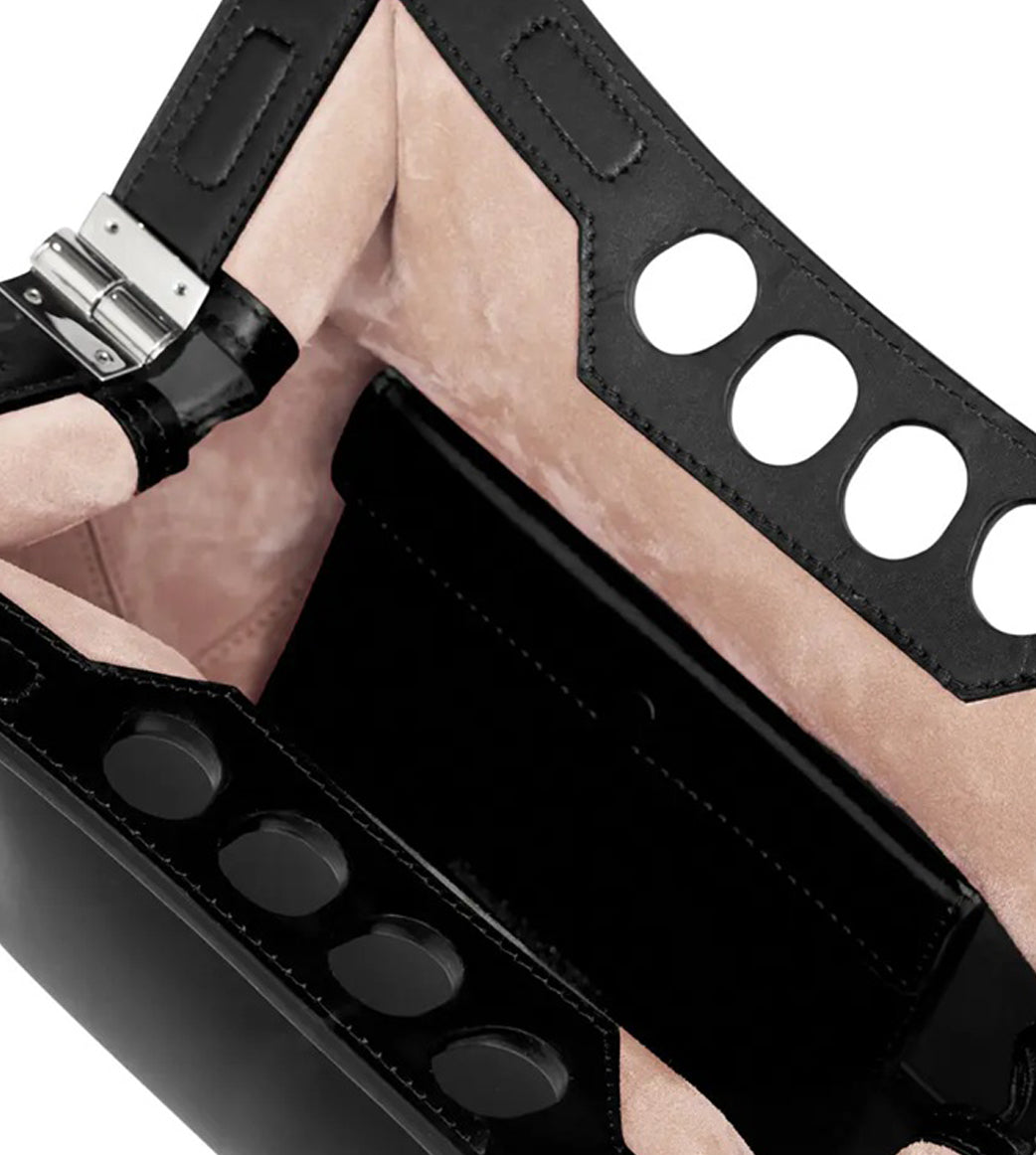 Structured Leather Bag with Cut-Out Details