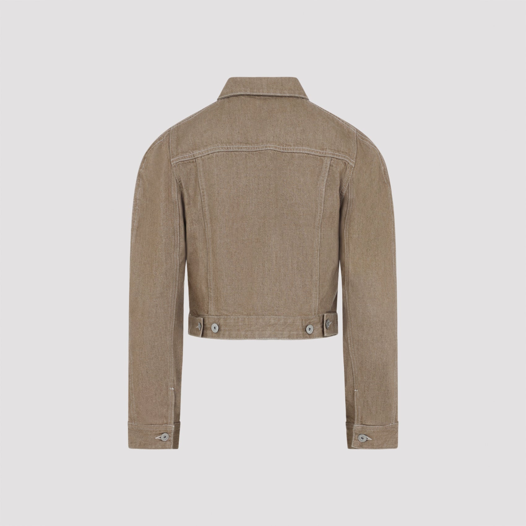 Cropped Brown Jacket With Classic Collar