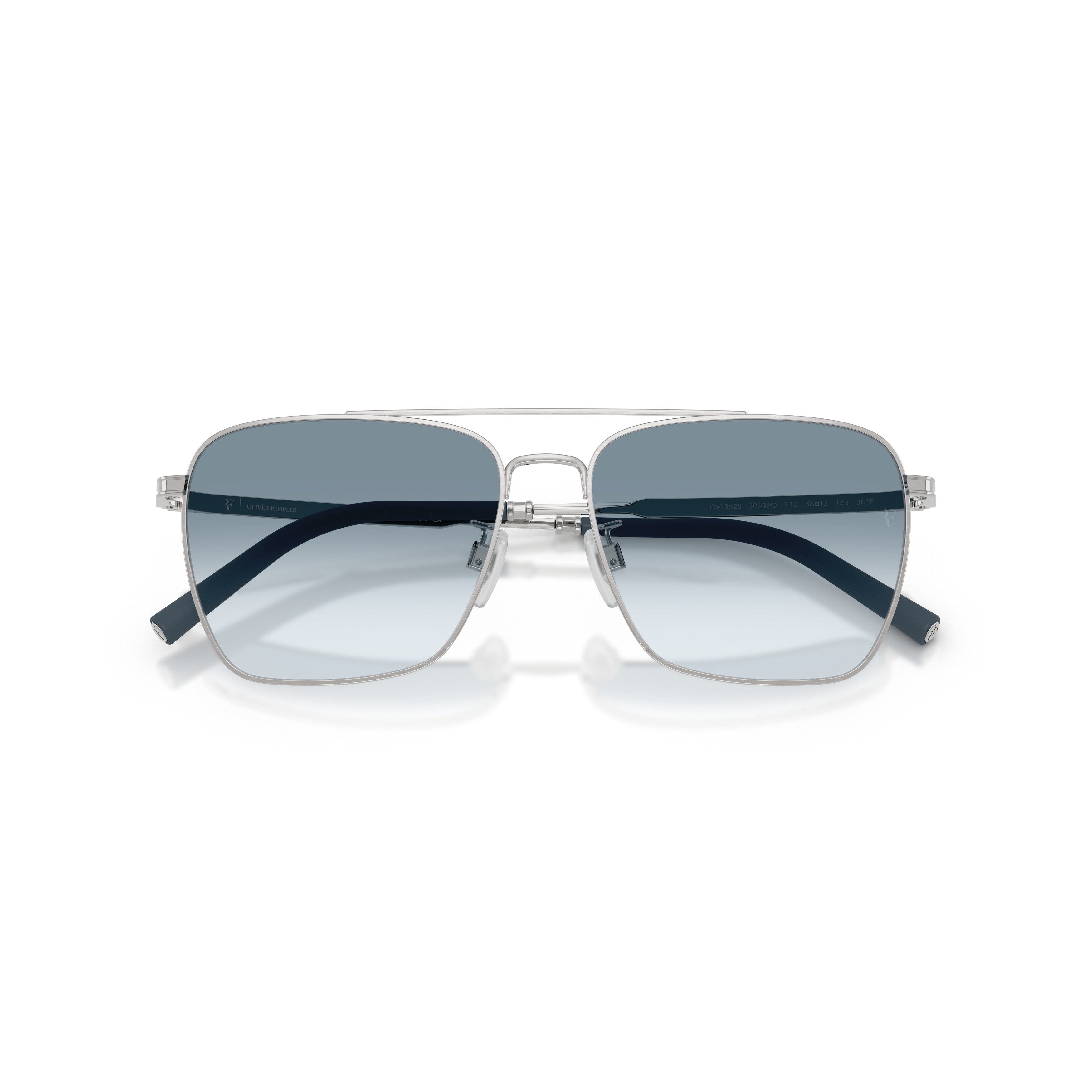 0ov1362s Square Metal Frame Sunglasses with Gradient Blue Lenses