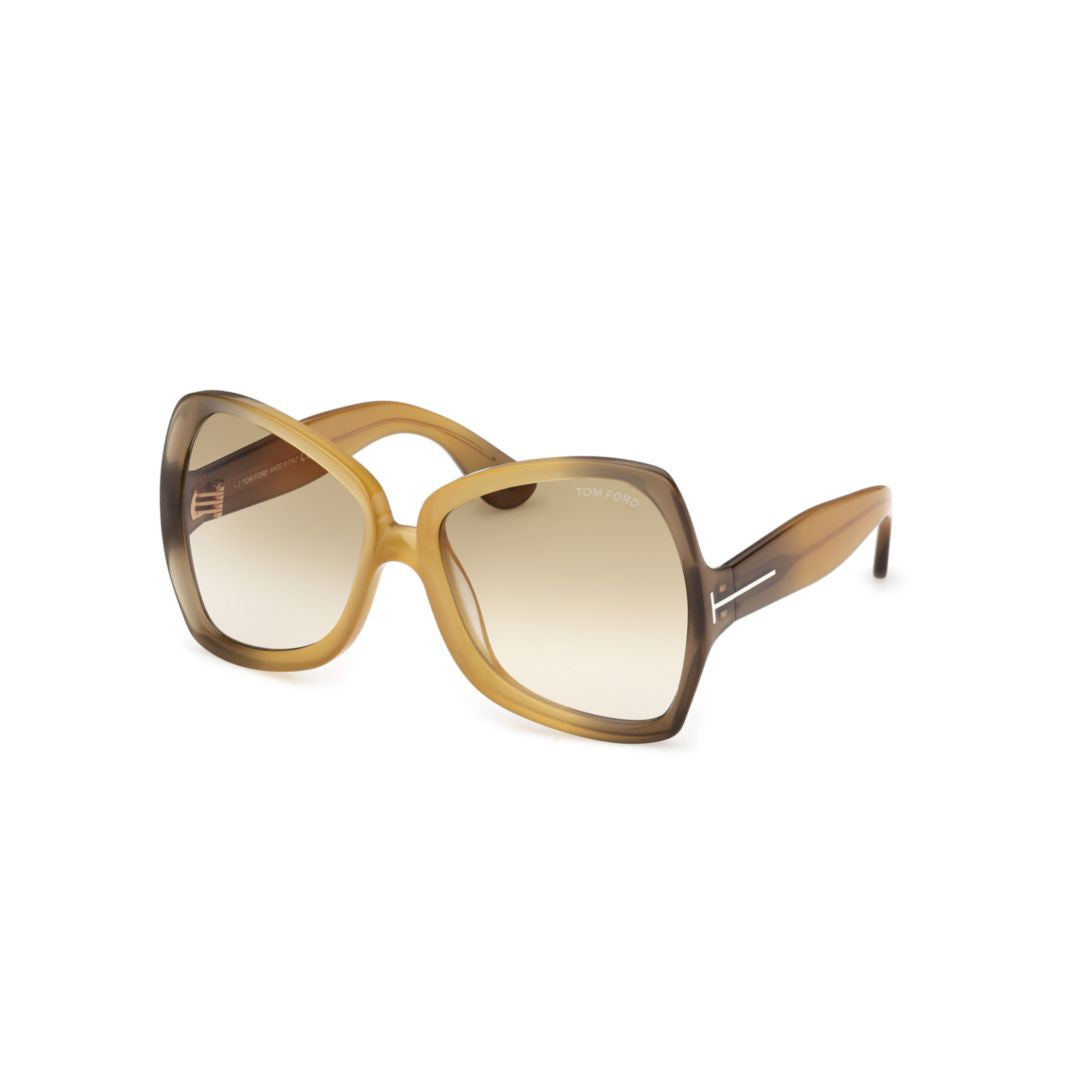 Ft1222 Gradient Brown Acetate Oversized Square Sunglasses