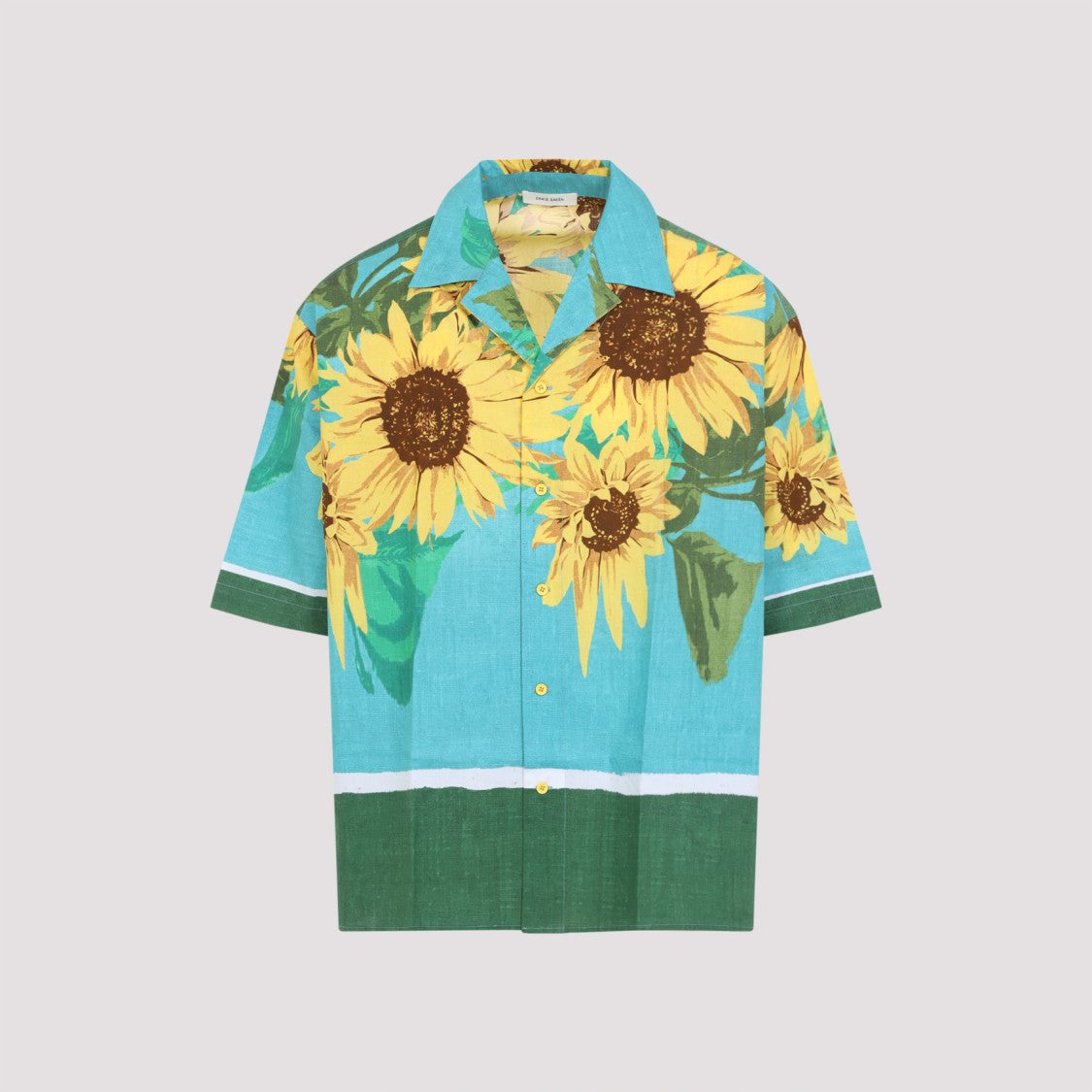 Sunflower Print Short-Sleeved Shirt with Relaxed Fit