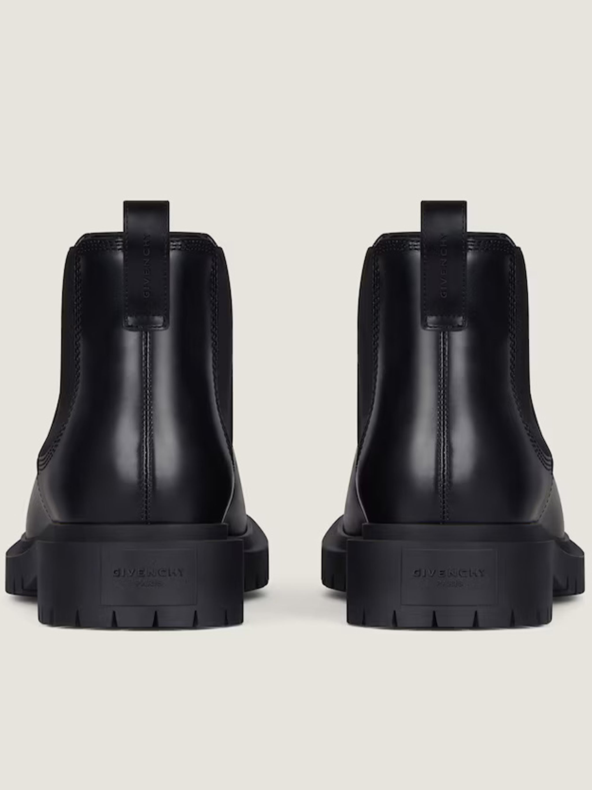 Formal Black Leather Chunky Ankle Boots