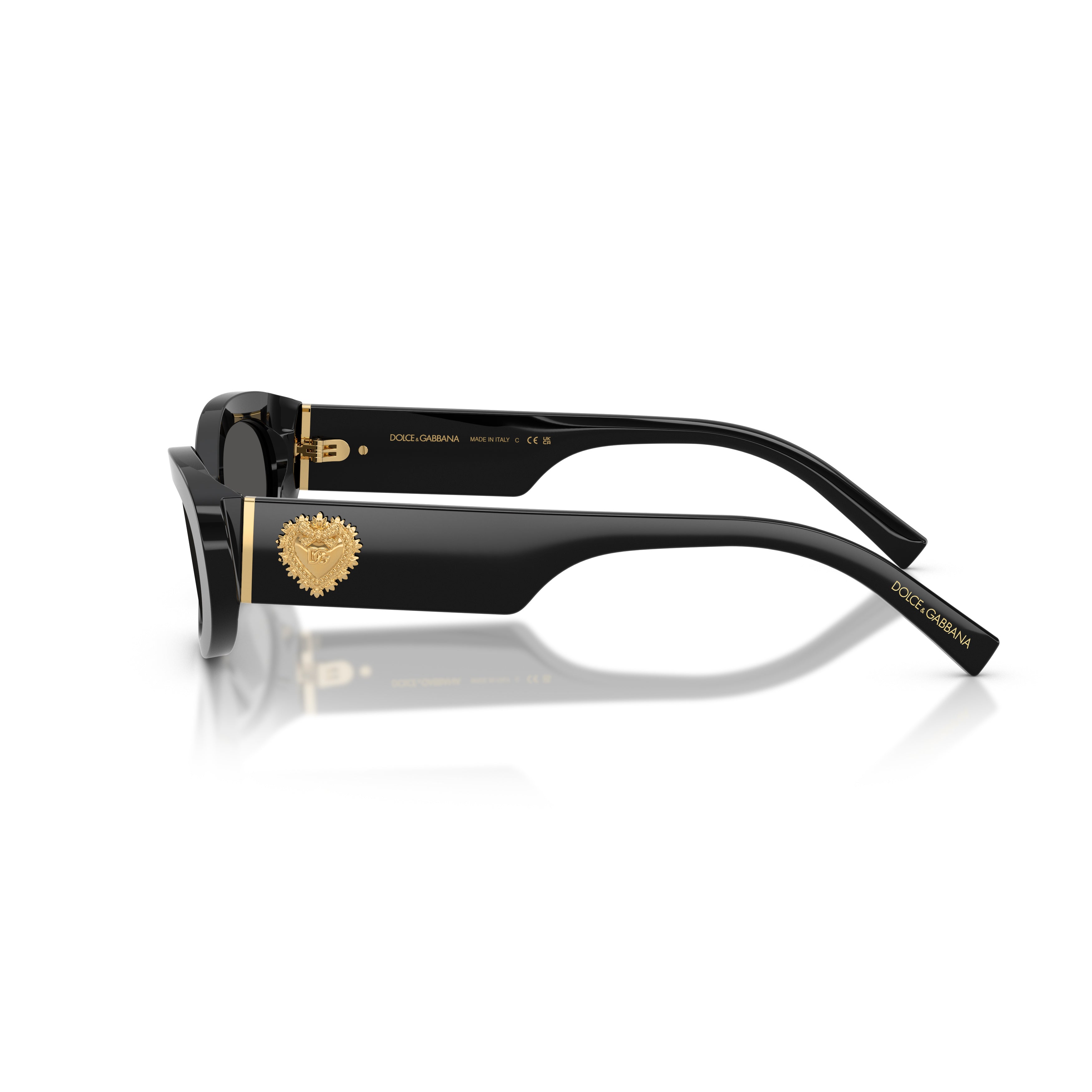 0dg4537 Oval Black Acetate Sunglasses with Gold Emblem