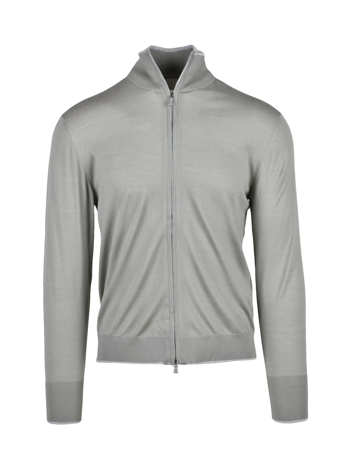 Sage Green Men Wool Zip Cardigan