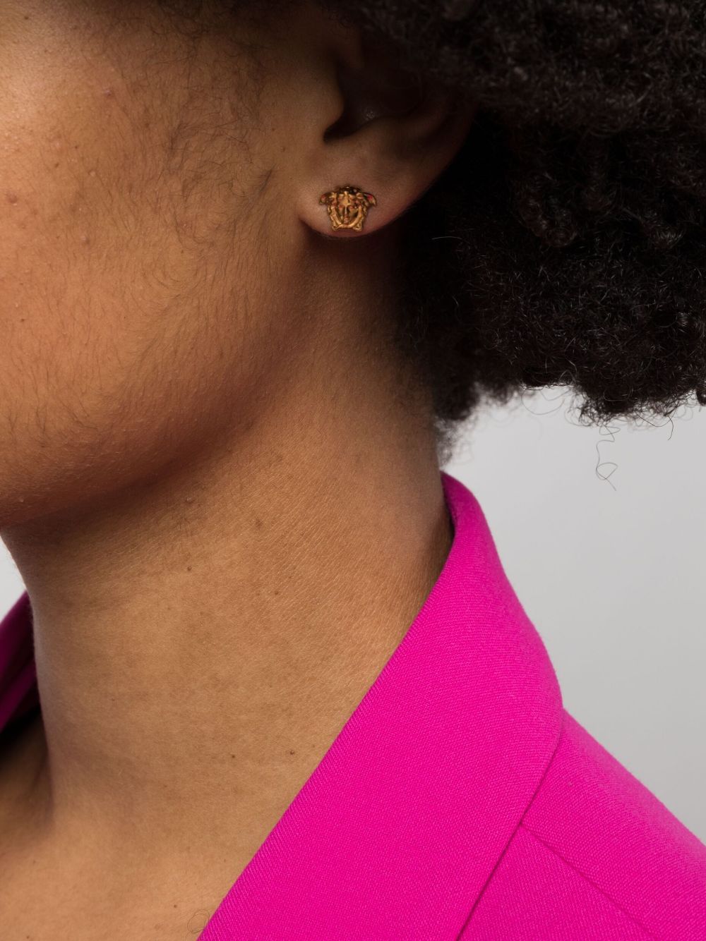 Polished Gold-Tone Medusa Plaque Stud Earrings