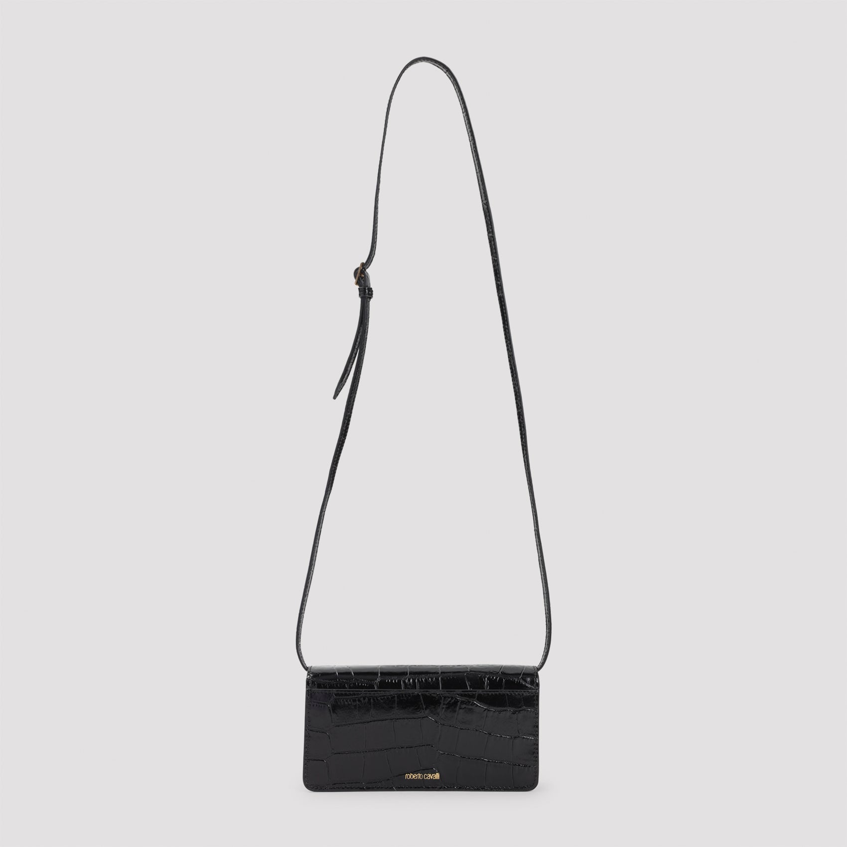 Crocodile-Embossed Leather Shoulder Bag With Distinctive Clasp