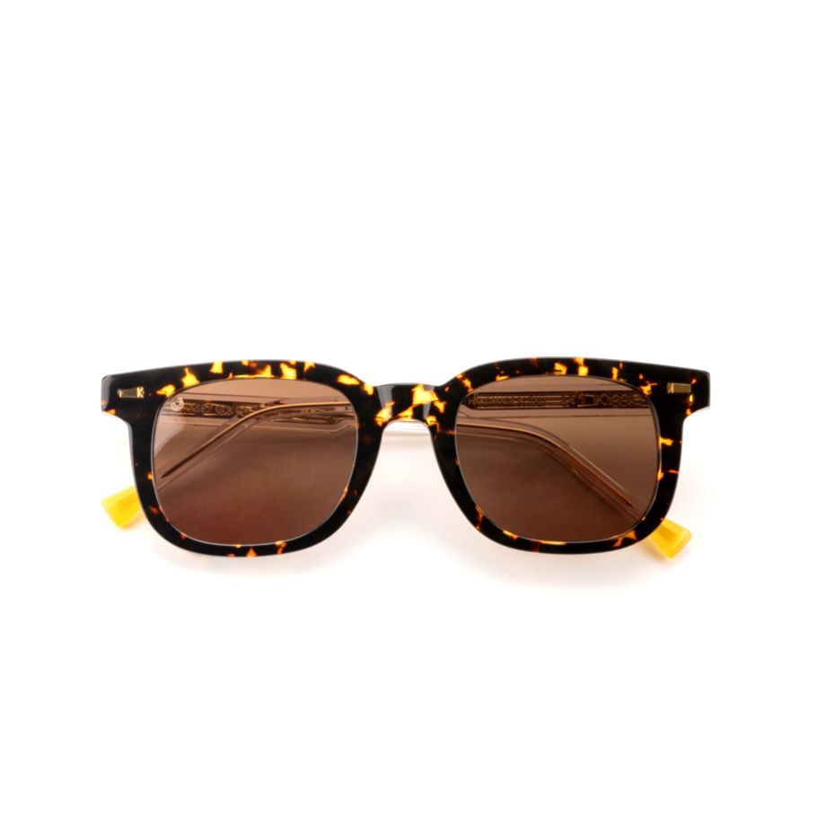 Chase2 Bold Square Frame Tortoiseshell Sunglasses with Metallic Temples