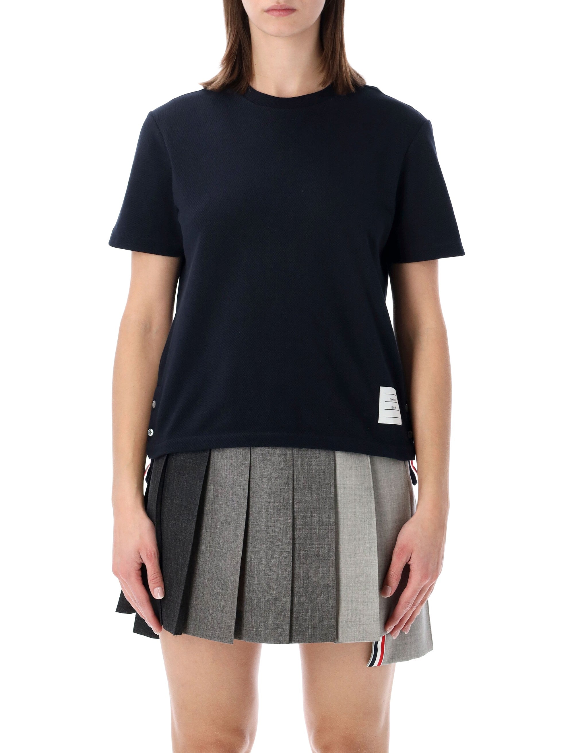 Piqué T-Shirt With Buttoned Side Vents