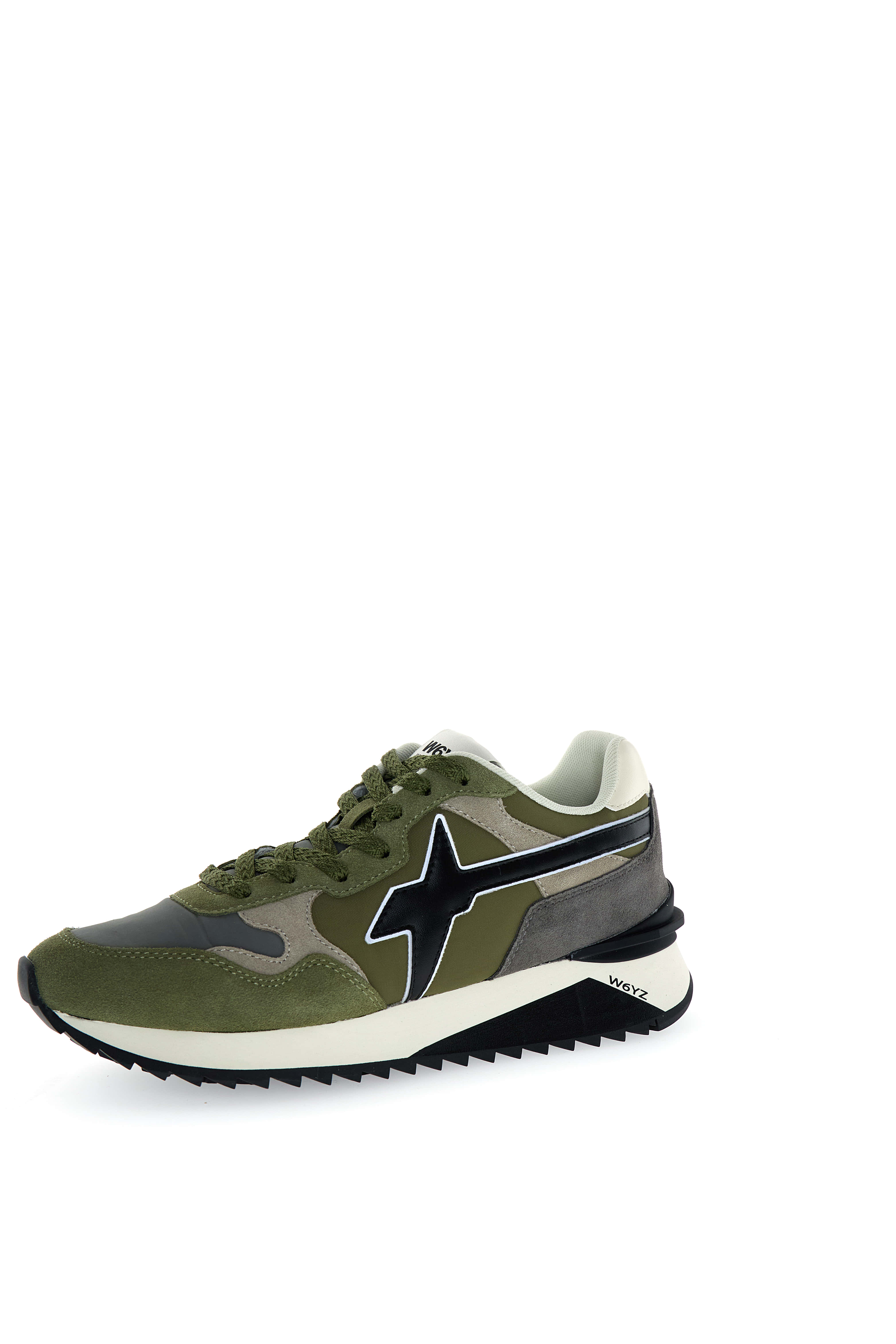 Layered Green Sneakers With Rubber Sole