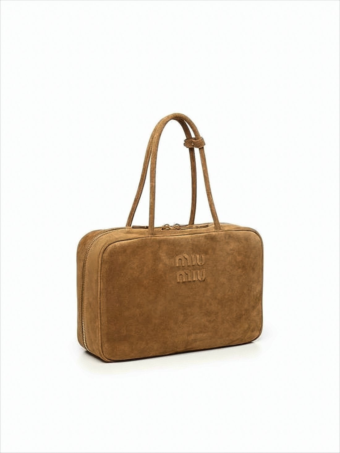 Rectangular Brown Suede Calf Leather Tote