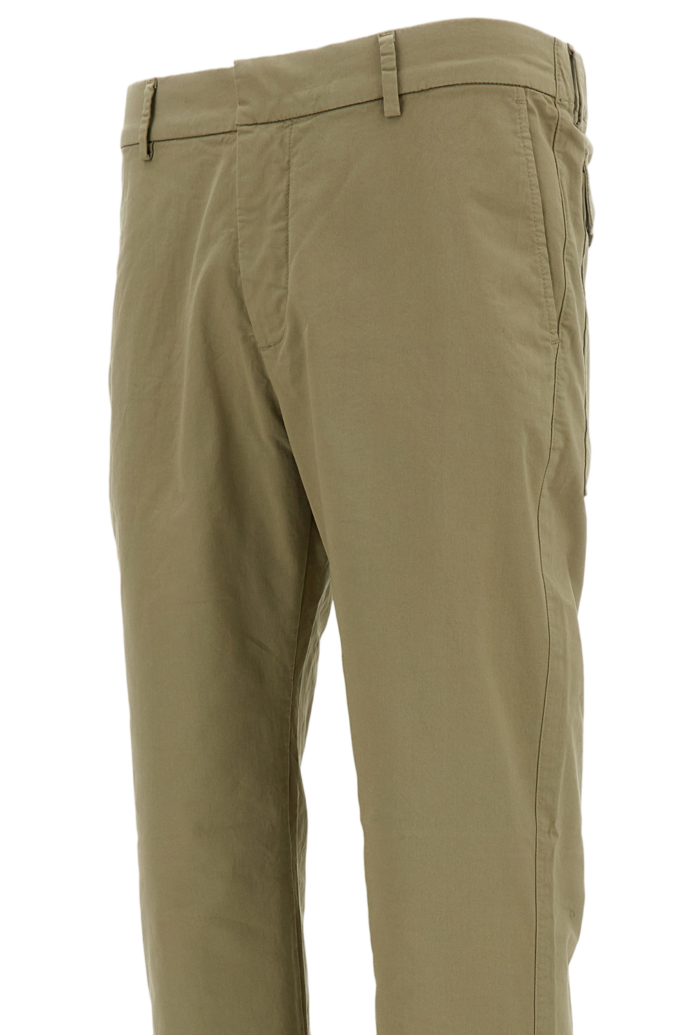 Beige Stretch Cotton Twill Semi-Jogger Trousers