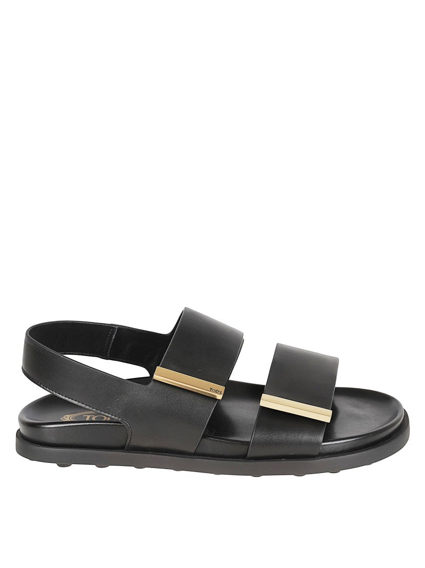 Black Sandals With Gold Accent