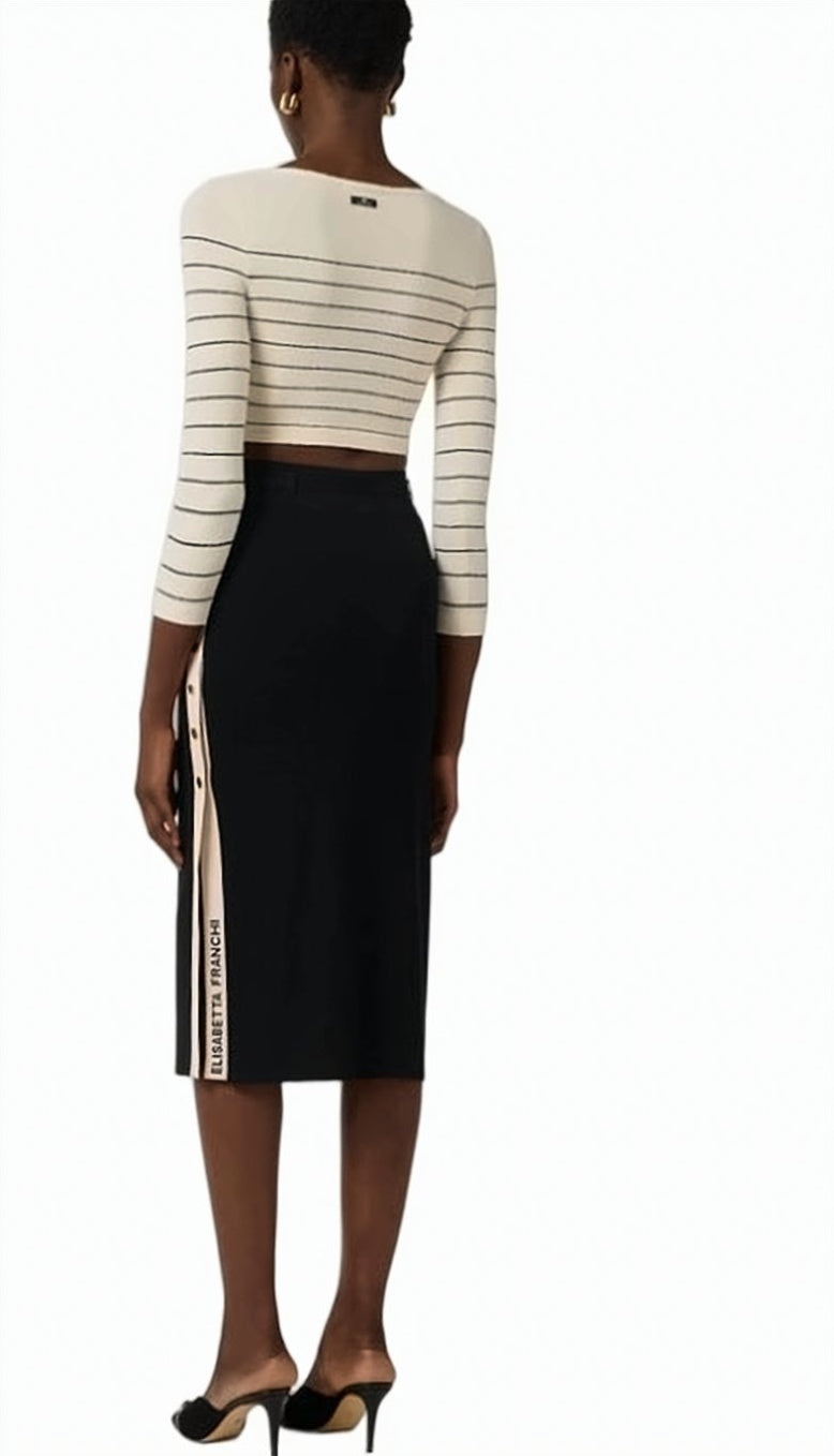 Knitted Viscose Band Midi Skirt
