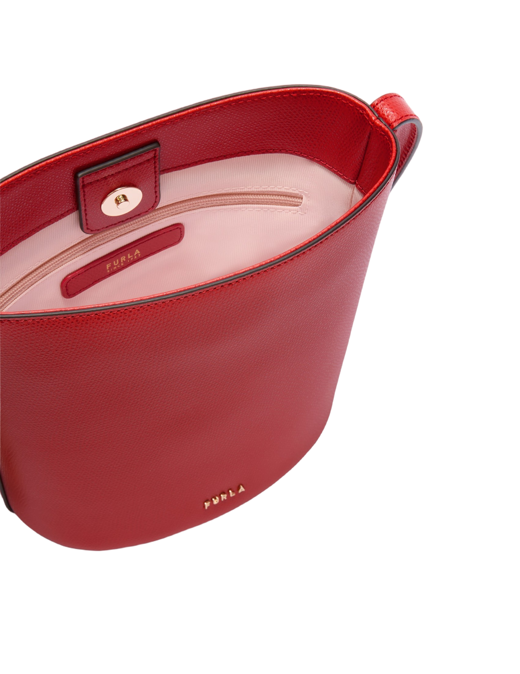 Czerwona torebka kubełkowa mini Red Roxie ze skóry