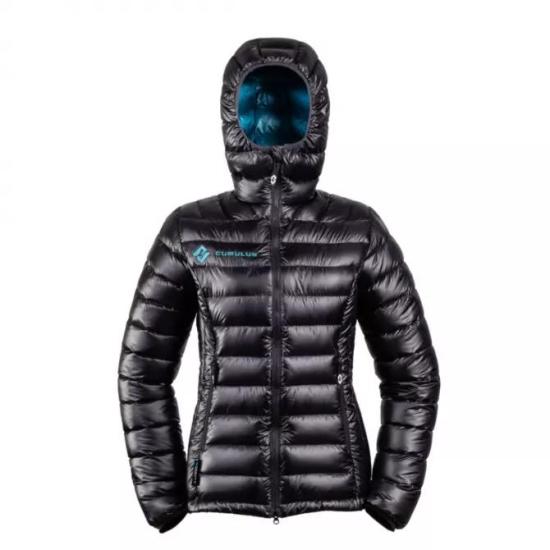 Hooded Black Padded Jacket With Horizontal Quilting And Subtle Logo