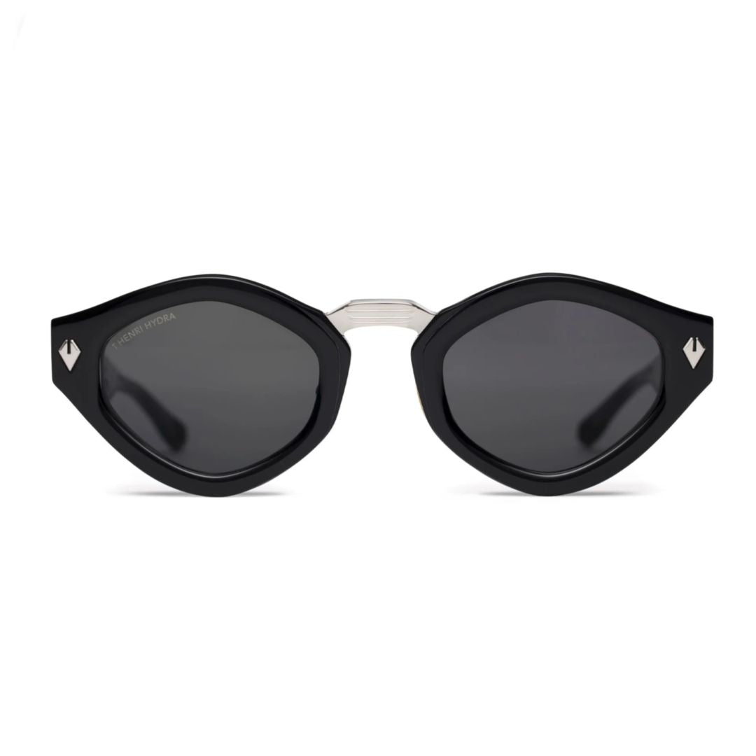 Hydra 36/65 Geometric Black Acetate Sunglasses with Metallic Accents