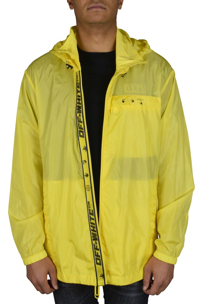 Yellow Off-White Windbreaker With Iconic Logo Accents