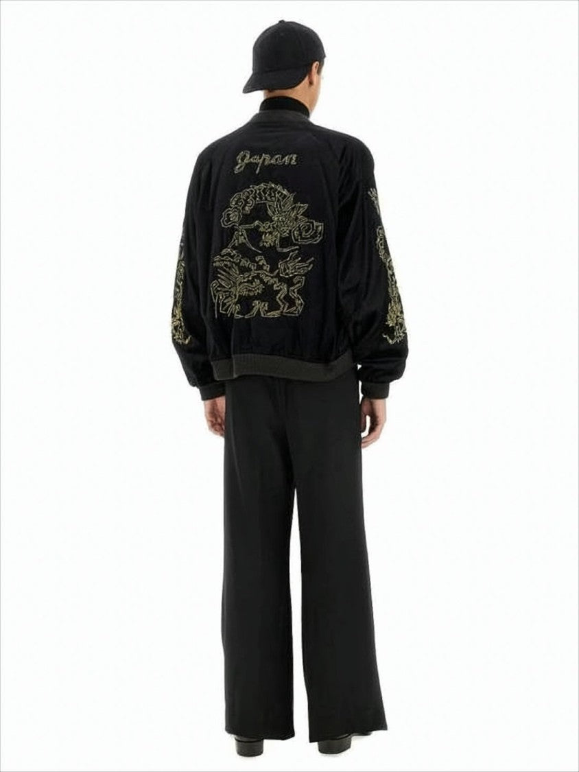 Sasquatchfabrix Embroidered Black Bomber Jacket