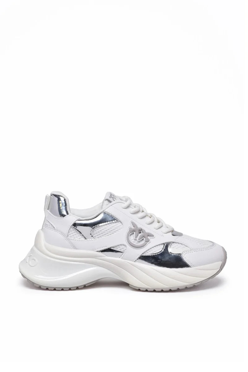 Mirror Leather Rubber Sneakers - White